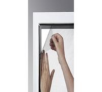 Xclou Moustiquaire de fenêtre 1 x 1 m sans perçage - Filet anti moustique gris pour fenêtre et velux - Rideau moustiquaire en polyester avec velcro à coller