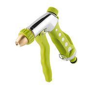 Xclou Pistolet d'arrosage en Laiton et Plastique, Pistolet Arrosoir avec Régulation de Débit, Pulvérisateur de Jardin, env. 16,5 x 10,5 x 3,2 cm, Argenté/Vert