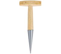 Xclou Plantoir à bulbes avec pointe en acier 27 cm - Plantoir à main avec manche en bois solide - Outil de jardinage pour adultes, Marron