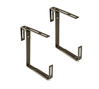 Xclou Support pour jardinière couleur marron - Support de bac à fleurs robuste et réglable en largeur- Accroche jardinière en métal pour le balcon