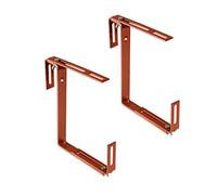 Xclou Support pour jardinière couleur terre cuite - Support de bac à fleurs robuste et réglable en largeur- Accroche jardinière en métal pour le balcon