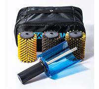 XCMAN Kit de brosses rotatives pour Ski de 100 mm de Long, Manche de Brosse avec Bouclier de sécurité et 3 brosses : Nylon, CRIN de Cheval, Laiton
