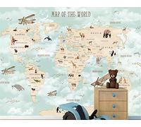 XCMB Mur de la chambre des enfants personnalisés 3d papier peint dessin animé avion voile monde animal carte fond peintures murales fond d'écran 3d-200cmx140cm