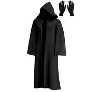 XCMVCN Noir Hooded Cape, Halloween Cape à Capucho Hommes, Carnaval Masquerade Cosplay Costumes Vampire Adulte (XXL)