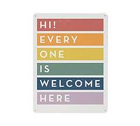 XCNGG Salut tout le monde est le bienvenu ici affiche suspendue rétro mur art imprime maison bar décoration murale signe en métal affiche 16x12in (40x30cm)
