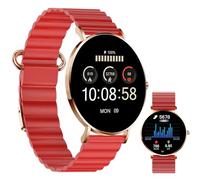 XCOAST SIONA 2 Wave Sand Montre intelligente, 1,3", AMOLED, étanche, pouls, pression artérielle, oxygène dans le sang, 21 modes sportifs, batterie 7 jours, iOS & Android, aspect ondulé (rouge)
