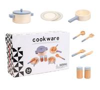 xComplete Wooden Kitchen Toy Set for Kids - This Pretend Play Cooking Set Includes a Wooden Pot pan and Accessories That Allow Children to Role-Play as Little Chefs Preparing Delicious Meals for Two.