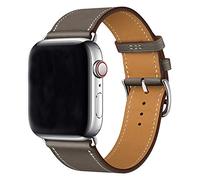 XCool Compatible avec Bracelet Apple Watch Apple Watch 42mm 44mm 45mm, Bracelet de remplacement en cuir gris pour iwatch Series 7 Se Series 6 Series 5 Series 4 Series 3 Hermes (42mm/44mm/45mm, Gris)