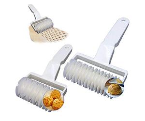 XCOZU 2 Rouleau à Losanges à Pâtisserie en Treillis Cutter, Emporte-pièces Roulants, Pizza Lattice Rouleau DIY Outil de Décoration, Pain Patisserie Cookie de Cuisine Boulangerie Outil (2 Tailles)