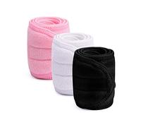 XCOZU 3 Pièces Bandeau Maquillage et Soin Visage - Pour Femme, Convient pour Le Maquillage, Yoga, Sport, Douche - Bandeau Spa Headband (Blanc, Noir, Rose)