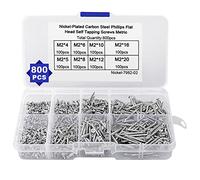 XCOZU Jeu de Vis, 800 Pièces Vis Autotaraudeuses M2 Assortiment 4mm 5mm 6mm 8mm 10mm 12mm 16mm 20mm, Acier au Carbone Nickelé Vis à tête Fraisée Cruciforme pour Bois