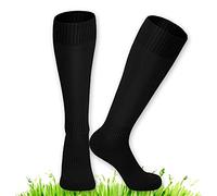 XCOZU Lot de 2 Chaussettes de Football pour Enfants, Noires Respirantes, Accessoires d'entraînement de Sport, de Football, de Hockey, de Rugby, de Course à Pied, pour Enfants, Filles, Garçons
