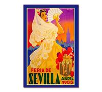 XCPORA Feria De Sevilla Affiche de Voyage Illustration Toile Art Mur Feria De Sevilla Imprime Rétro Peinture pour Home Wall Decor Image 50x70cm Pas de Cadre