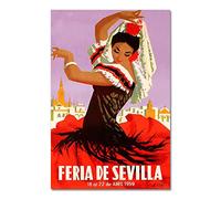 XCPORA Feria De Sevilla Affiche de Voyage Illustration Toile Art Mur Feria De Sevilla Imprime Rétro Peinture pour Home Wall Decor Image 50x70cm Pas de Cadre