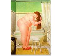 XCPORA Fernando Botero Poster《The Bath》Art Mural Fernando Botero Imprime Fernando Botero Peinture sur Toile pour décoration Murale de Maison Image 30x40cmx1 Pas de Cadre