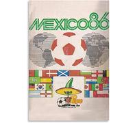 XCPORA Mexique 1986 Coupe du Monde Affiche Vintage Wall Art Mexique 1986 Coupe du Monde Imprime Football Toile Peinture pour Home Wall Decor Image 50x70cm Pas de Cadre