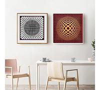 XCPORA Victor Vasarely Affiche Optique Visual Wall Art Victor Vasarely Imprime Victor Vasarely Toile Peinture Maison Décoration Murale Image 40x40cmx2 Pas de Cadre