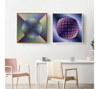 XCPORA Victor Vasarely Affiche Optique Visual Wall Art Victor Vasarely Imprime Victor Vasarely Toile Peinture Maison Décoration Murale Image 40x40cmx2 Pas de Cadre