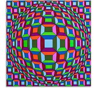 XCPORA Victor Vasarely Affiche Peinture Abstraite Victor Vasarely Toile Art Mur Victor Vasarely Imprime pour Home Wall Decor Image 40x40cmx1 Pas de Cadre