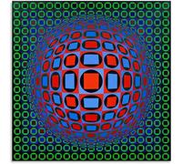 XCPORA Victor Vasarely Affiche Peinture Abstraite Victor Vasarely Toile Art Mur Victor Vasarely Imprime pour Home Wall Decor Image 40x40cmx1 Pas de Cadre