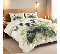 XCQHZYQ Couette 140x200 cm 4 Saisons Art Lavis d'encre Animal Panda Couette Imprimée 1 Personnes Crème Chaude Réversible avec 2 Taies d'oreiller 65x65 cm, Ensemble de Lit Microfibre Douce