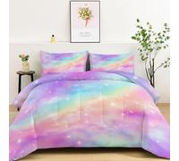 XCQHZYQ Couette 160x200 cm 4 Saisons Arc-en-Ciel Tie-Dye Dégradé Couette Imprimée 2 Personnes Couleur Chaude Réversible avec 2 Taies d'oreiller 65x65 cm, Ensemble de Lit Microfibre Douce