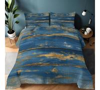 XCQHZYQ Couette Enfant 160x200 cm, Couette 4 Saisons sans Housse Bois De Ferme Vintage Bleu, Edredon Hiver Été Imprimée Réversible Chaude Anti Acarien - avec 2 Taies d'oreiller 65x65 cm