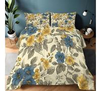 XCQHZYQ Couette Enfant 160x200 cm, Couette 4 Saisons sans Housse Fleurs Sauvages Pastorales Botaniques Crème Légère, Edredon Hiver Été Réversible Chaude Anti Acarien - avec 2 Taies d'oreiller 65x65 cm