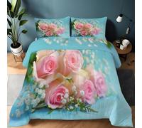 XCQHZYQ Couette Imprimée 140x200 cm - Couette sans Housse 4 Saisons 1 Personnes Gypsophile Rose Photographique Legere et Chaude, Rose Edredon Réversible pour Enfant Decoration Chambre