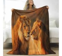 XCQHZYQ Couverture de Automne Hiver Canapé Lit, Couleur Orange Couverture Plaid Polaire Photographie Animaux Lion des Prairies Douce Jeté en Flanelle Imprimée, Couvertures Lit Chaud, 200x230 cm