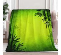 XCQHZYQ Couverture de Automne Hiver Canapé Lit, Vert Couverture Plaid Polaire Style Asiatique Nature Forêt De Bambous Douce Jeté en Flanelle Imprimée, Couvertures Lit Chaud, 200x230 cm