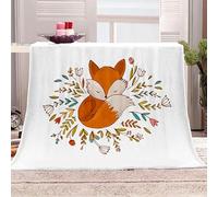 XCQHZYQ Couverture en Microfibre Renard De Dessin Animé Moelleuse Chaude Plaid en Flanelle Doux Animal Polaire Sherpa Couverture pour bébé d'enfants Adultes (150x200 cm)