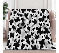 XCQHZYQ Couverture Plaid Polaire Chaude, Noir Et Blanc Couverture Canapé Taches De Vache Douce et Duveteuse Jeté de Canapé 220x240 cm pour Femme Homm, Décoration Maison