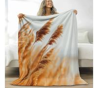 XCQHZYQ Couverture Plaid Polaire Enfant Hiver 100x150 cm, Photographie Nature Roseaux Plaid Douillet Couverture de Canapé Couvre-Lit en Peluche Douce Moelleuse Jeté de Canapé, Blanc