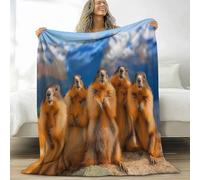 XCQHZYQ Couverture Plaid Polaire Montagnes Enneigées Animaux Marmottes, Douce Chaude Confortable Moelleuse Microfibre Bleu Couverture Canapé 200x200 cm, pour Canapé et Lit