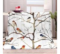 XCQHZYQ Couverture Polaire Branche d'oiseaux 150x200 cm Douce et Chaude Microfibre Molle de Sherpa, imprimé en Flanelle Moelleuse Plaid pour Canapé et Lit