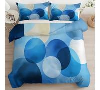 XCQHZYQ Housse de Couette Réversible 160x200 cm Moderne Géométrique Cercles 3 Pièces Parure de Lit en Microfibre Doux, Parure de Couette Bleu avec 2 Taies d'oreiller 65x65 cm - Ensemble de literie