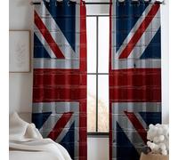 XCQHZYQ Lot De 2 Rideau Occultant Enfant L117 x H138 cm, Vieux Mur Briques Drapeau National Rideau Occultant À Oeillet Bleu Et Rouge Thermiques Phonique Anti Froids, Décor De Fenêtre Chambre et Salon