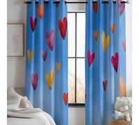 XCQHZYQ Lot De 2 Rideau Occultant Enfant L140 x H160 cm, Rêve Saint-Valentin Amour Rideau Occultant À Oeillet Bleu Thermiques Phonique Anti Froids, Décoration De Fenêtre Chambre et Salon