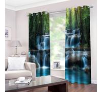 XCQHZYQ Lot de 2 Rideaux Occultants Enfants Paysage Thaïlande Parc National D'Erawan, Rideaux à Oeillets Isolation Thermique pour Chambre Salon Maison Bureau Cuisine Décoration L140 x H160 cm