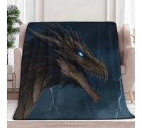 XCQHZYQ Plaid Couverture Polaire Flanelle 130x170 cm, Jeté de Canapé Dark Fantasy Dragon Microfibre Doux Chaud Epaisse Bleu Foncé Couvre-Lit Sofa Couverture lit 1 Personne