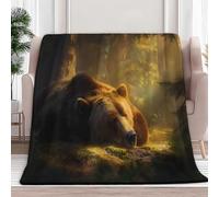 XCQHZYQ Plaid Couverture Polaire Flanelle 130x170 cm, Jeté de Canapé Fantaisie Forêt Ours Microfibre Doux Chaud Epaisse Vert Couvre-Lit Sofa Couverture lit 1 Personne