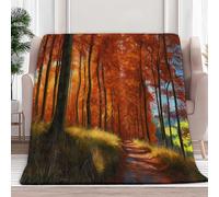 XCQHZYQ Plaid Couverture Polaire Flanelle 130x170 cm, Jeté de Canapé Nature Bois d'automne Microfibre Doux Chaud Epaisse Orange-Rouge Couvre-Lit Sofa Couverture lit 1 Personne