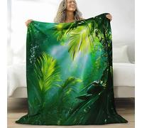 XCQHZYQ Plaid Couverture Polaire Flanelle Jungle Tropicale Plantes Nature, Hiver Chaude Douce Moelleuse Herbe Verte Couverture de Lit Couvre-lit Jeté de Canapé 150x200 cm, pour Adulte Enfant