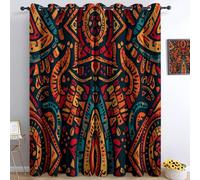 XCQHZYQ Rideau Occultant Thermique, Rideau à Oeillets Opaque Imprimés L117 x H229 cm Lot de 2 Style Ethnique Graffiti Art Africain Isolant Thermiques Draperies Intérieurs pour Salon Chambre Enfant