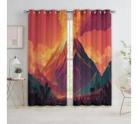 XCQHZYQ Rideau Occultant Thermique Rouge, Rideau à Oeillets Opaque Imprimés L117 x H229 cm Lot de 2 Nature Éruption Volcanique Isolant Thermiques Draperies Intérieurs pour Salon Chambre Enfant
