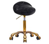 XCRFKGW Tabouret Selle de Cheval avec roulettes Or, Réglable de Hauteur Tabouret Roulant Ergonomique, Réconfort PU Cuir Pivotant Chaise pour Salon Spa, Médical, Dentaire (Noir, sans Dossier)