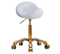 XCRFKGW Tabouret Selle de Cheval avec roulettes Or, Réglable de Hauteur Tabouret Roulant Ergonomique, Réconfort PU Cuir Pivotant Chaise pour Salon Spa, Médical, Dentaire (Blanc, sans Dossier)