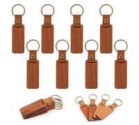 XCRPRT Séries Vierge Porte-Clés en Bois, 8 Pièces Ébauches de Gravure Bois, Porte-Clés Vierge Copeaux de bois, Porte Clef Personnalisable pour Bricolage Graver et Peindre, Artisanat Cadeau