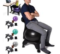 XCSCUK Chaise de Ballon de Fitness, Chaise de Bureau de Yoga avec Rouleaux/Support Dorsal, Ergonomique, pour Adultes/Femmes Enceintes